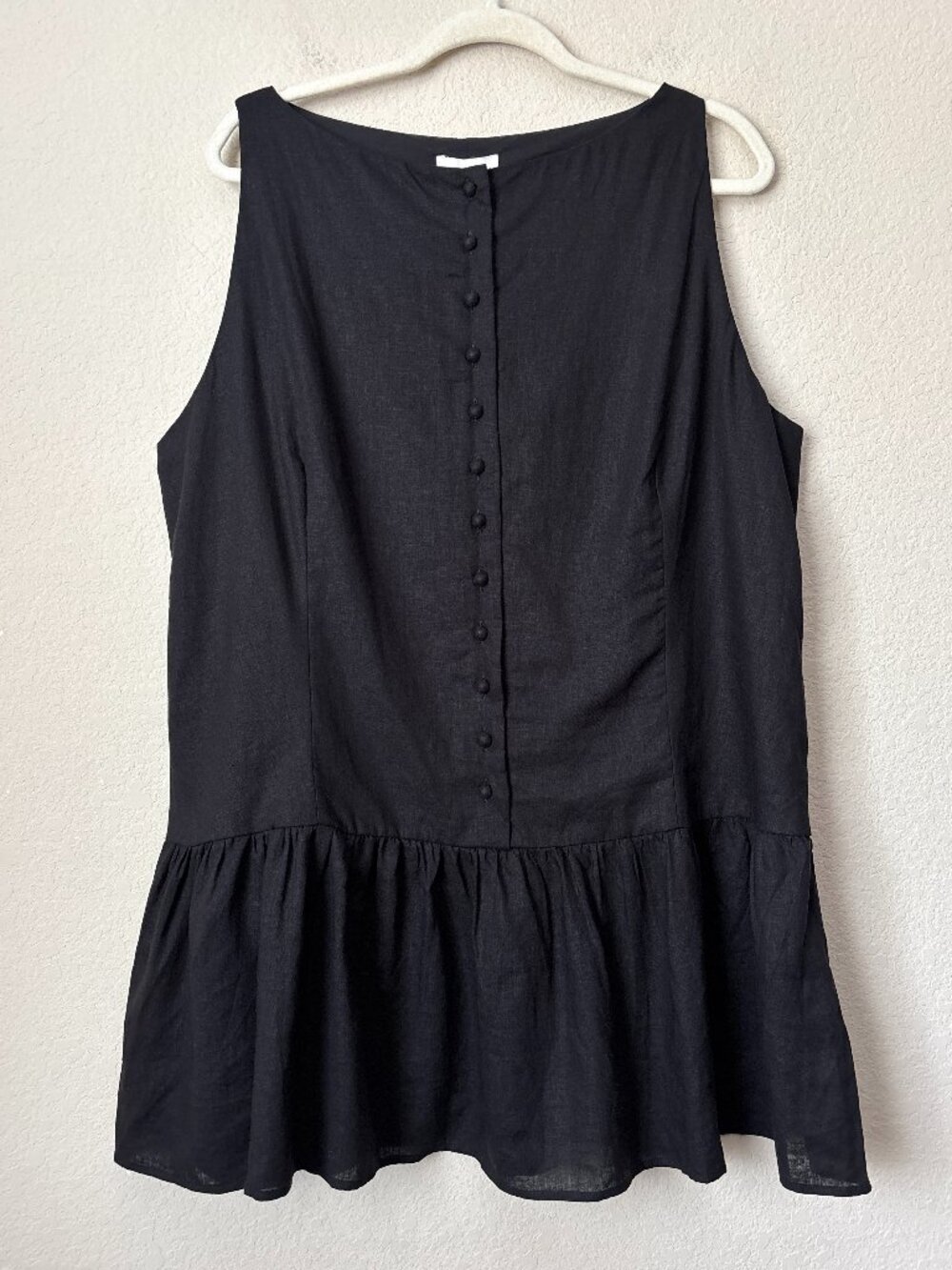 H&M Linen Blend XL Ruffle Hem Mini Dress NEW